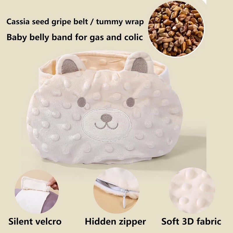 ISANPAN Baby Colic and Gas Relief - Cassia Seed Heated Tummy Wrap,Infant Warming Pad Belly Band Gripe Belt Relieves and Soothes Gas,Bloating and Upset Stomach (Beige) - Image 4